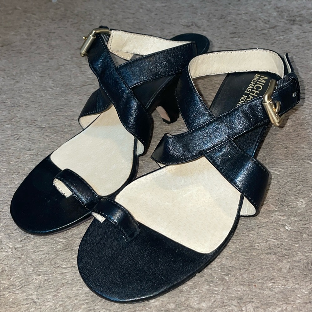 Michael Kors black leather heeled sandals